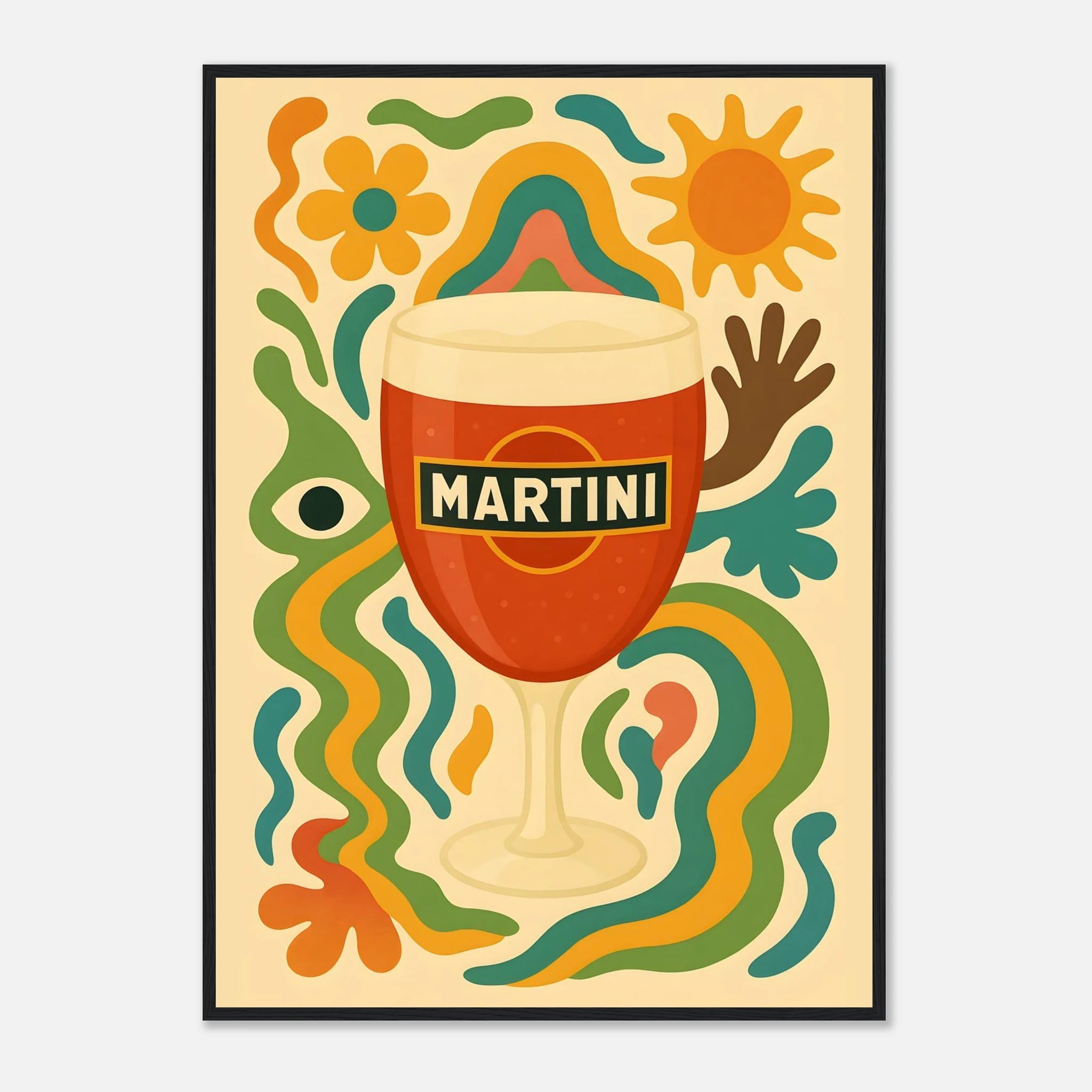Martini Drink Illustration Poster - Premium Semi - Glossy Poster - Mounted Framed Poster - The House Of BLOC