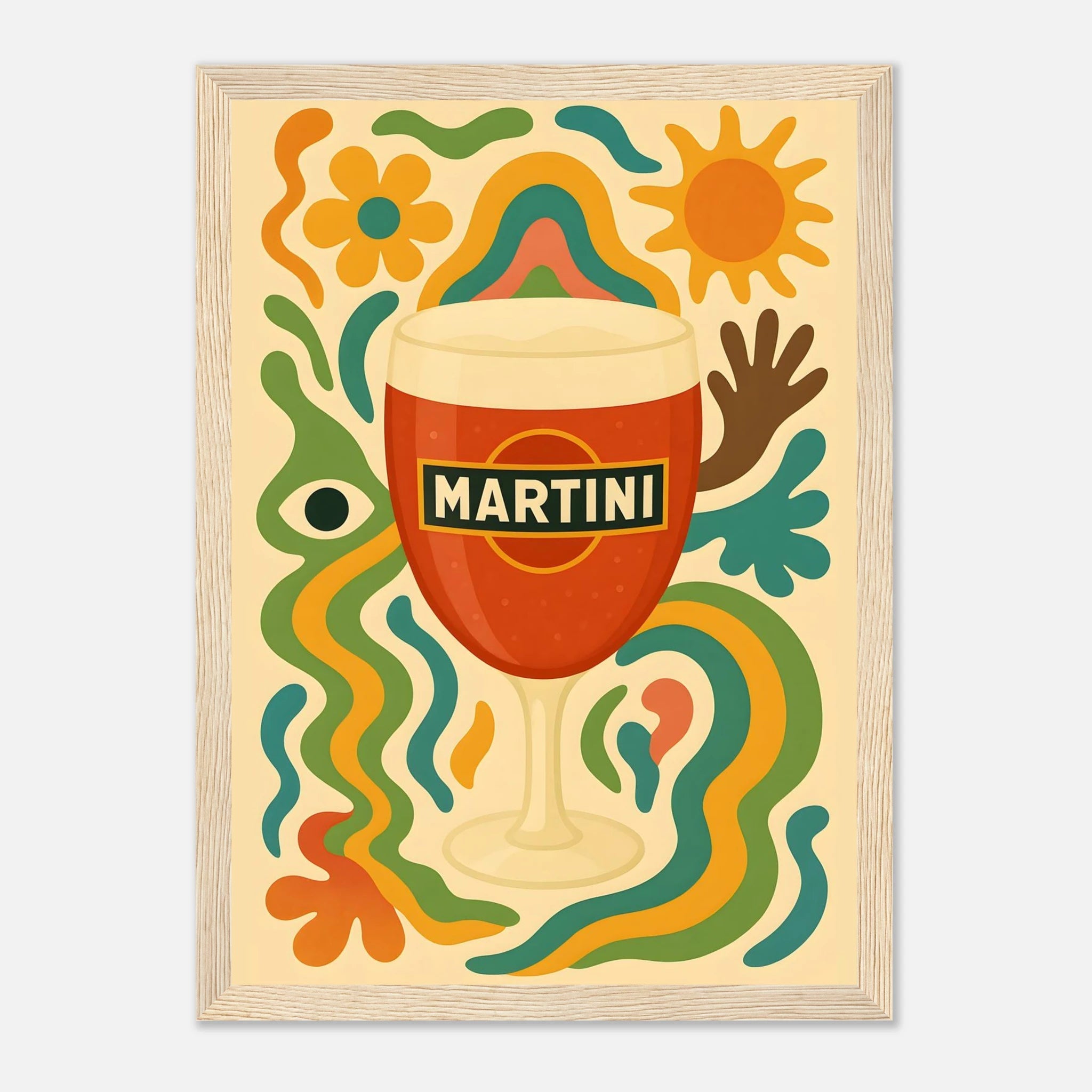 Martini Drink Illustration Poster - Premium Semi - Glossy Poster - Mounted Framed Poster - The House Of BLOC