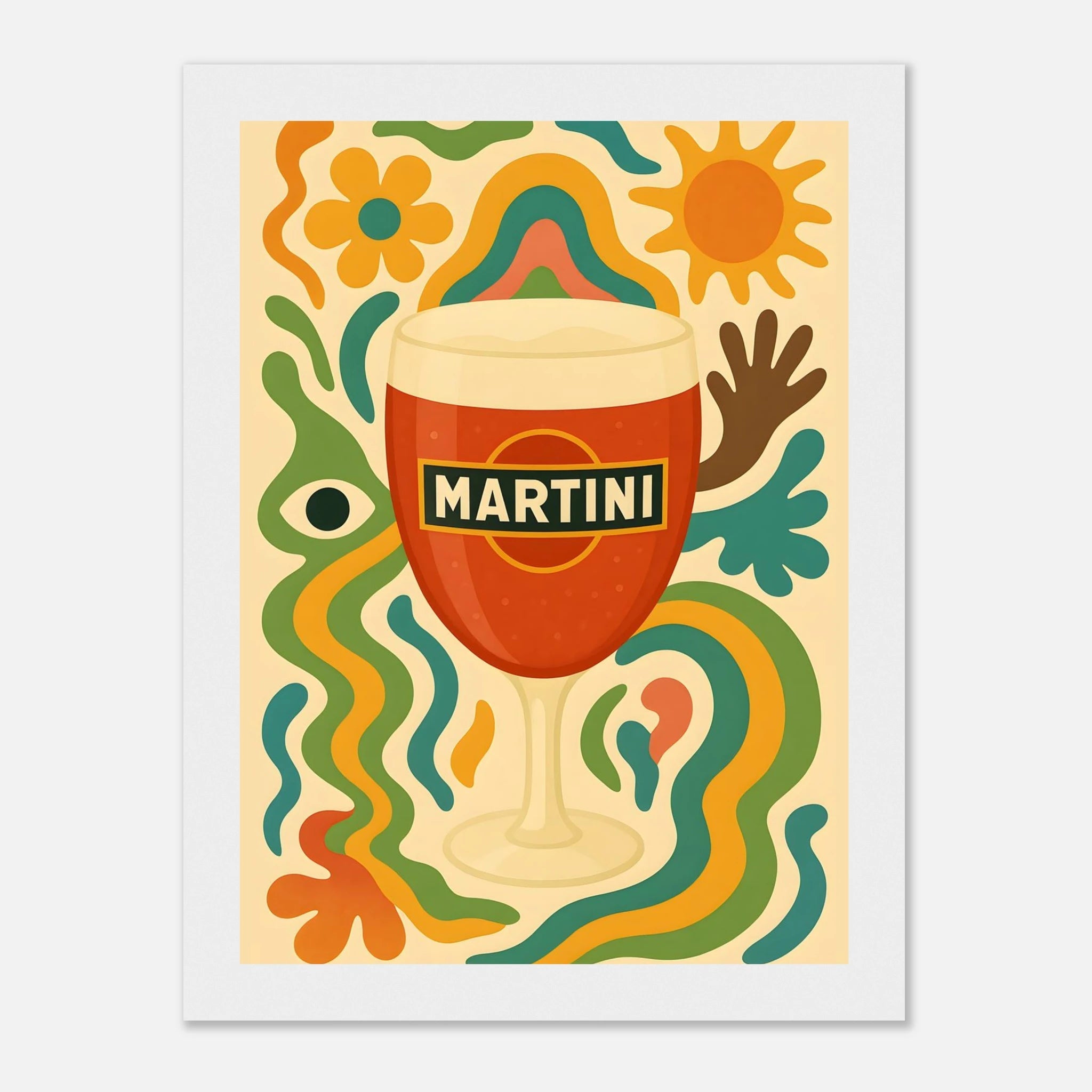 Martini Drink Illustration Poster - Premium Semi - Glossy Poster - Mounted Framed Poster - The House Of BLOC