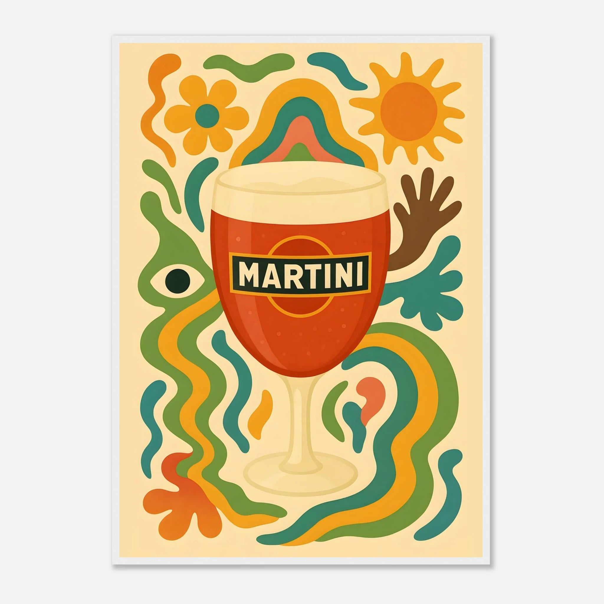 Martini Drink Illustration Poster - Premium Semi - Glossy Poster - Mounted Framed Poster - The House Of BLOC