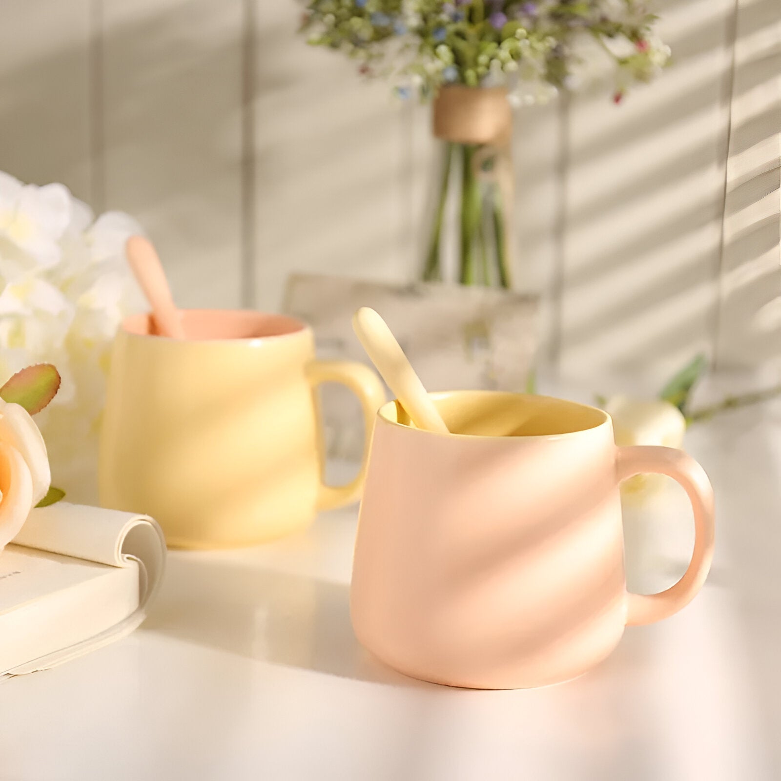 Matte Colour Clash Coffee Mug & Spoon - The House Of BLOC
