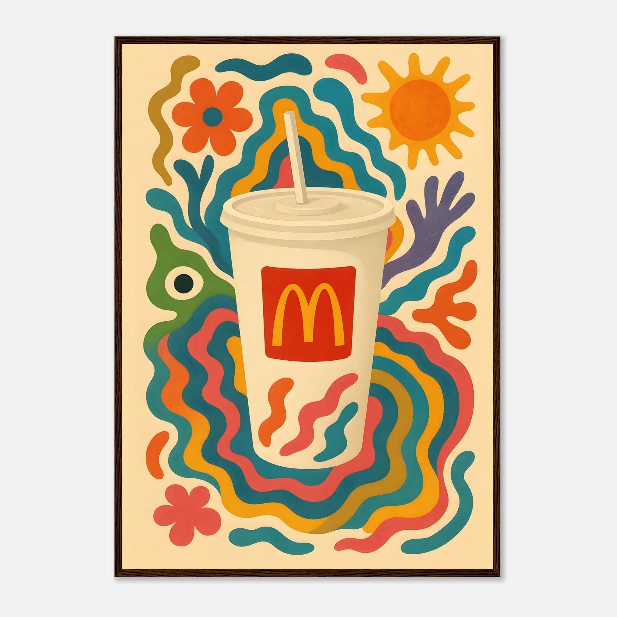 McDonald's Coke Drink Illustration Poster - Premium Semi - Glossy Poster - Mounted Framed Poster - The House Of BLOC