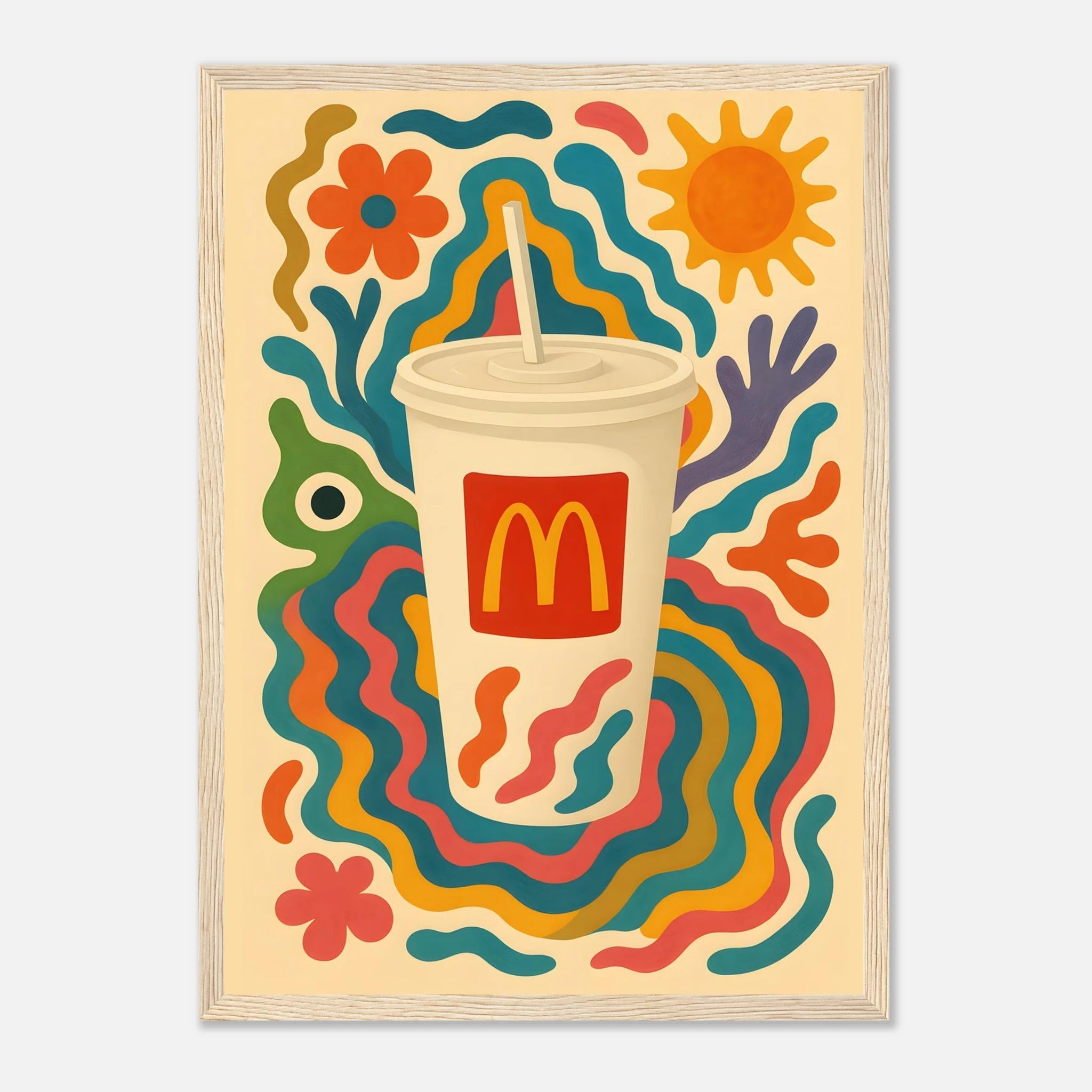 McDonald's Coke Drink Illustration Poster - Premium Semi - Glossy Poster - Mounted Framed Poster - The House Of BLOC