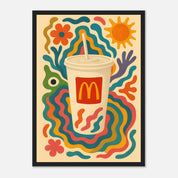 McDonald's Coke Drink Illustration Poster - Premium Semi - Glossy Poster - Mounted Framed Poster - The House Of BLOC