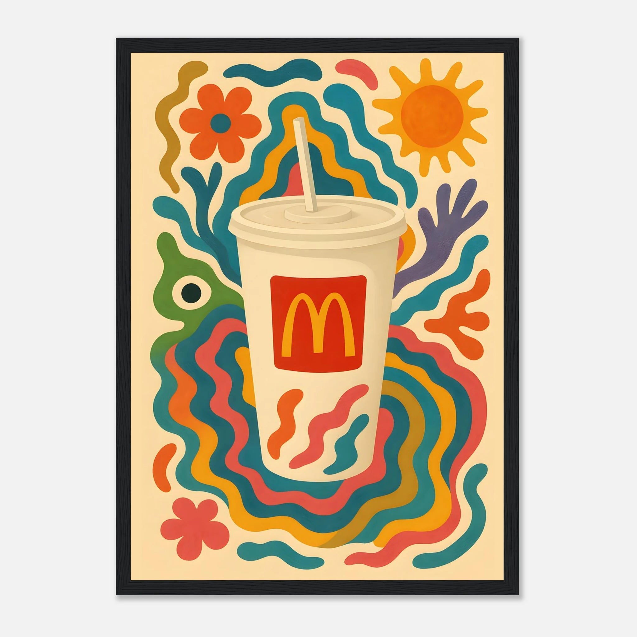 McDonald's Coke Drink Illustration Poster - Premium Semi - Glossy Poster - Mounted Framed Poster - The House Of BLOC