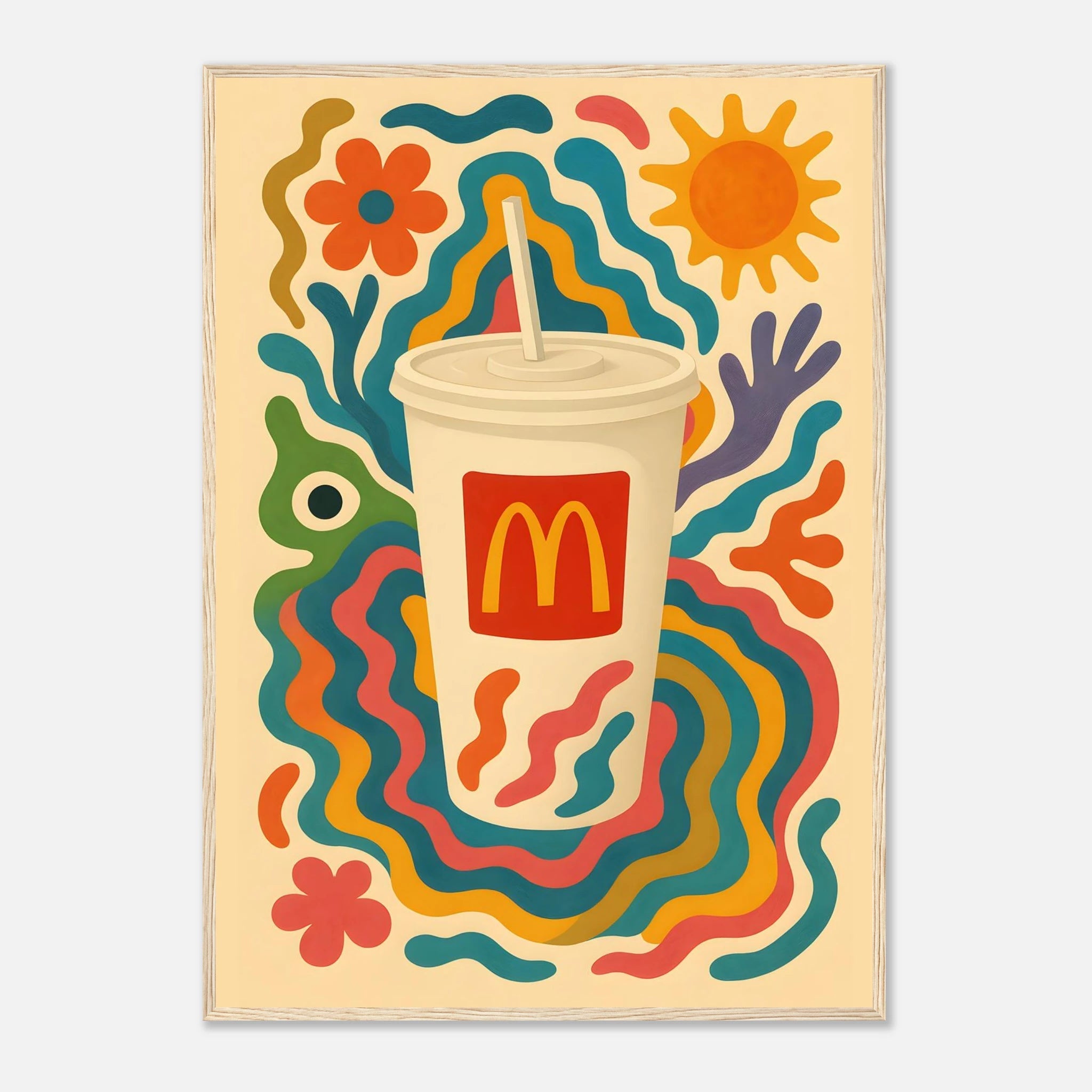 McDonald's Coke Drink Illustration Poster - Premium Semi - Glossy Poster - Mounted Framed Poster - The House Of BLOC