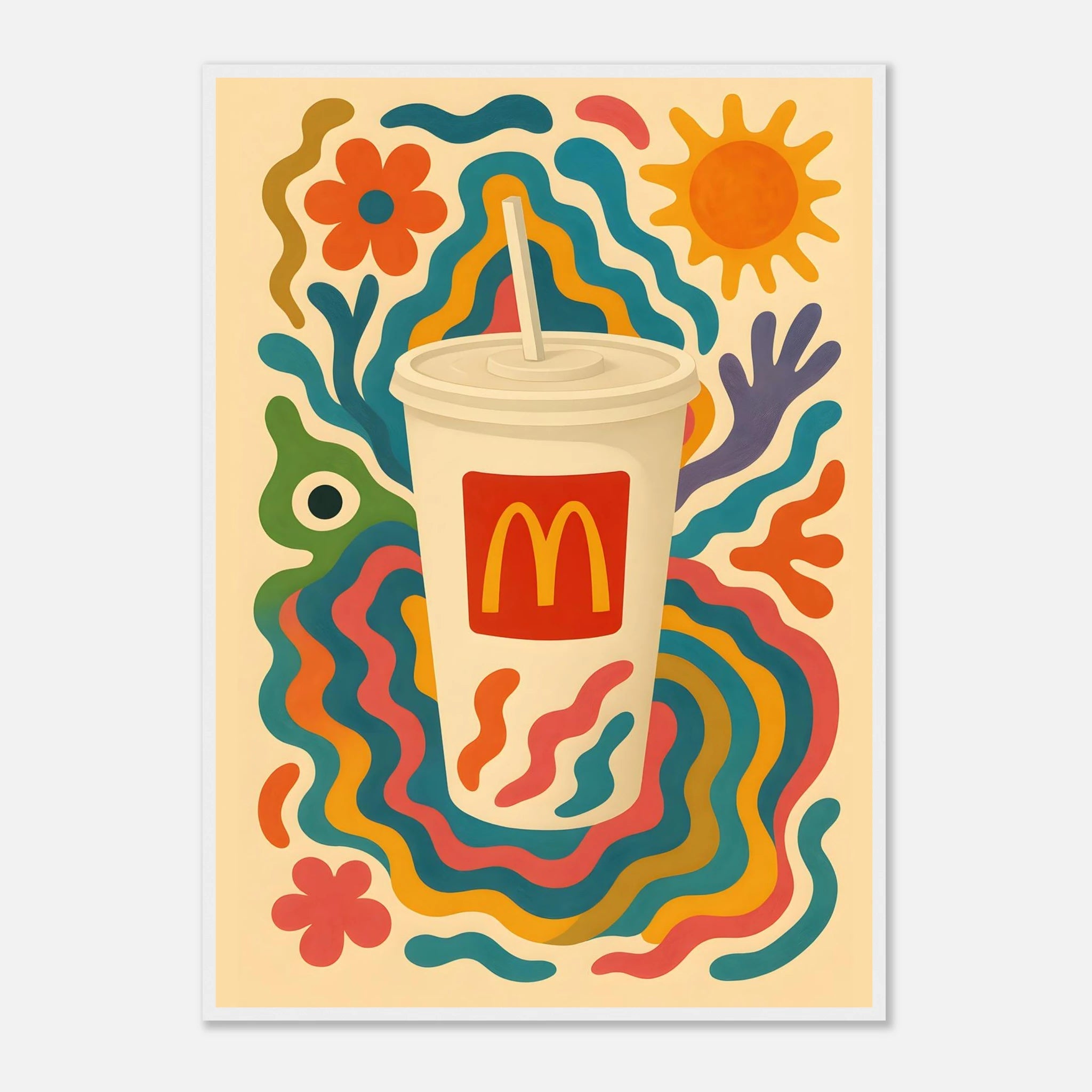 McDonald's Coke Drink Illustration Poster - Premium Semi - Glossy Poster - Mounted Framed Poster - The House Of BLOC