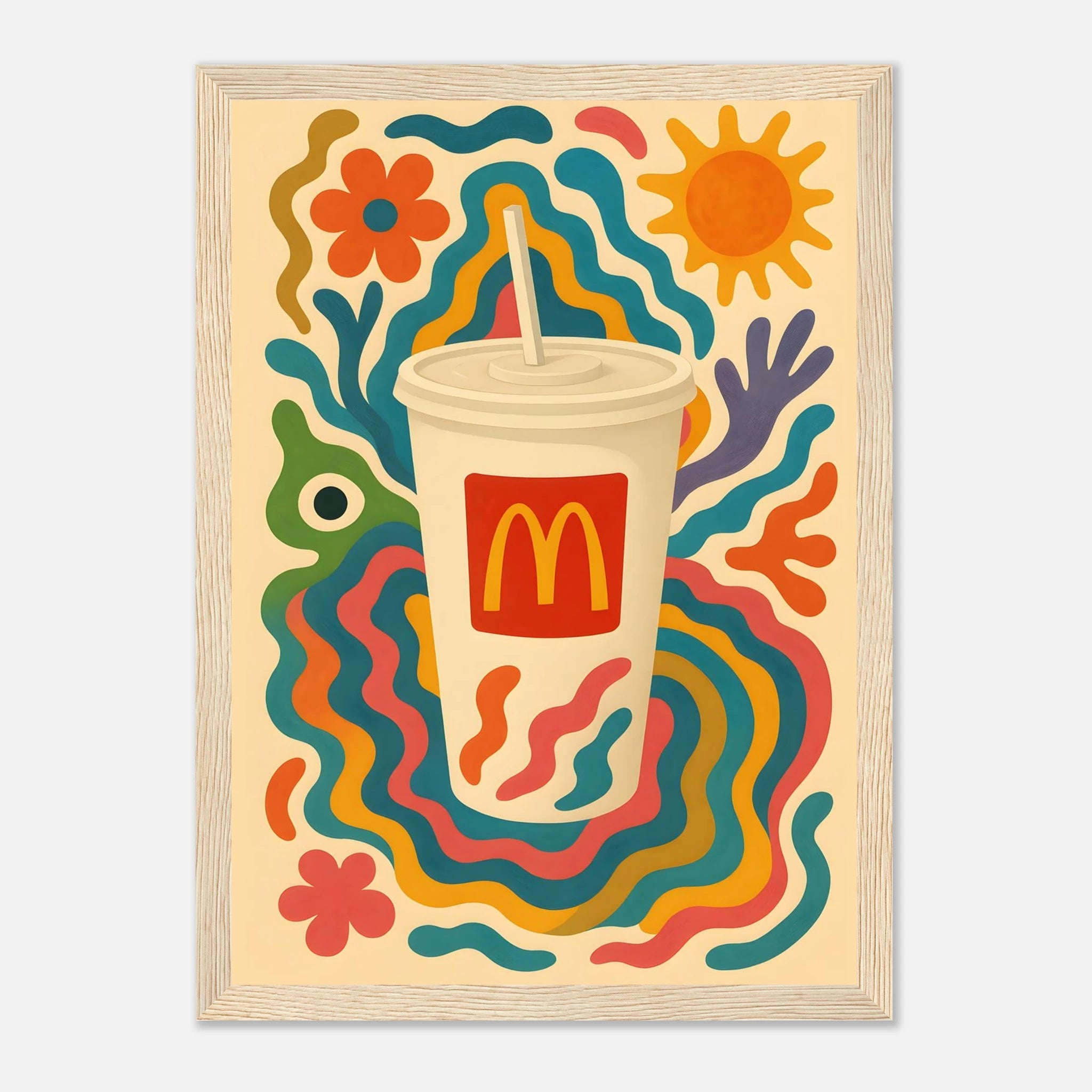 McDonald's Coke Drink Illustration Poster - Premium Semi - Glossy Poster - Mounted Framed Poster - The House Of BLOC