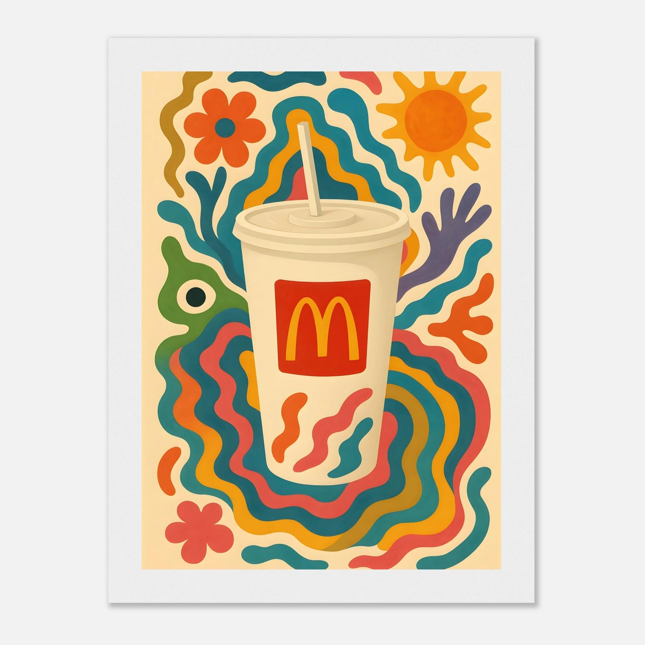 McDonald's Coke Drink Illustration Poster - Premium Semi - Glossy Poster - Mounted Framed Poster - The House Of BLOC