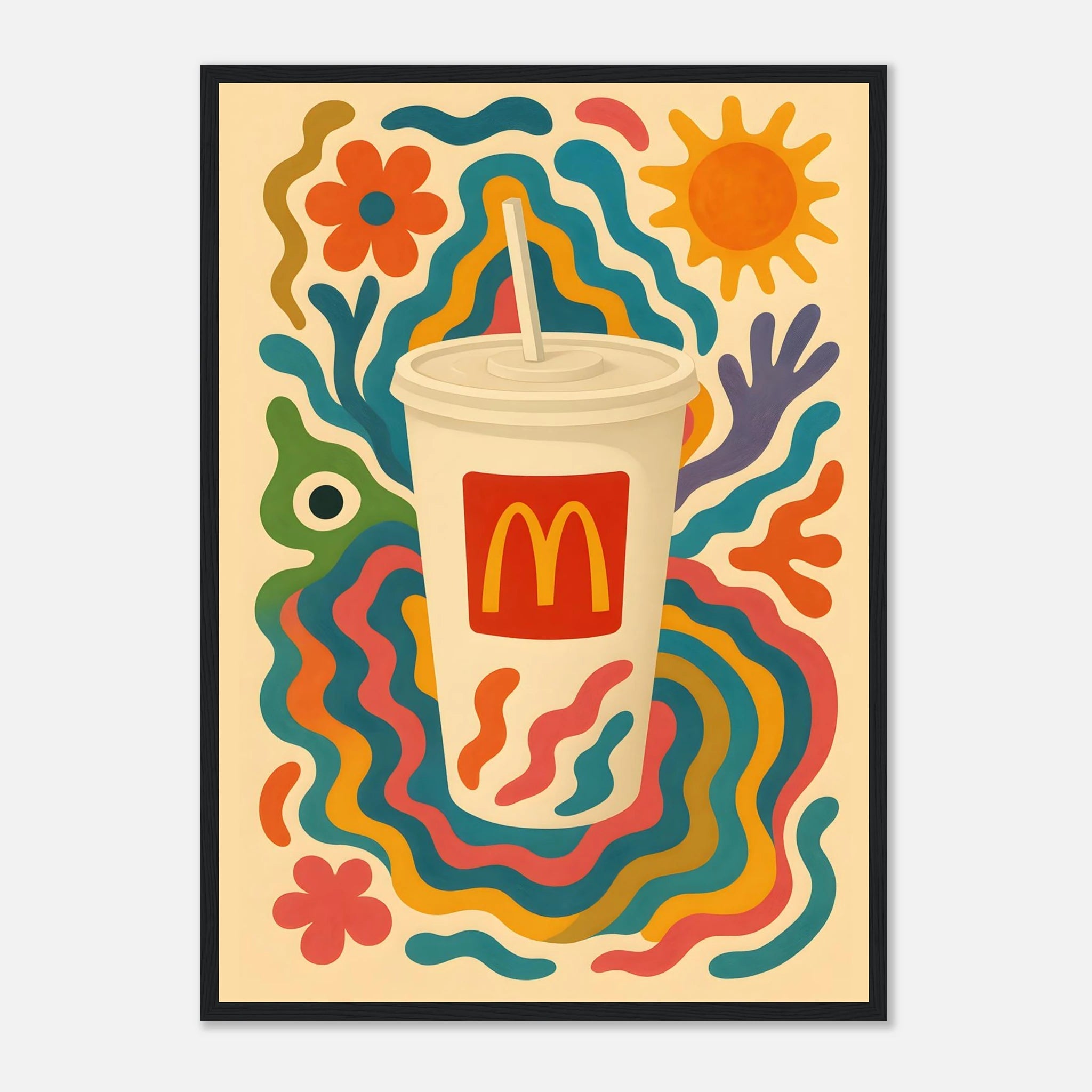 McDonald's Coke Drink Illustration Poster - Premium Semi - Glossy Poster - Mounted Framed Poster - The House Of BLOC