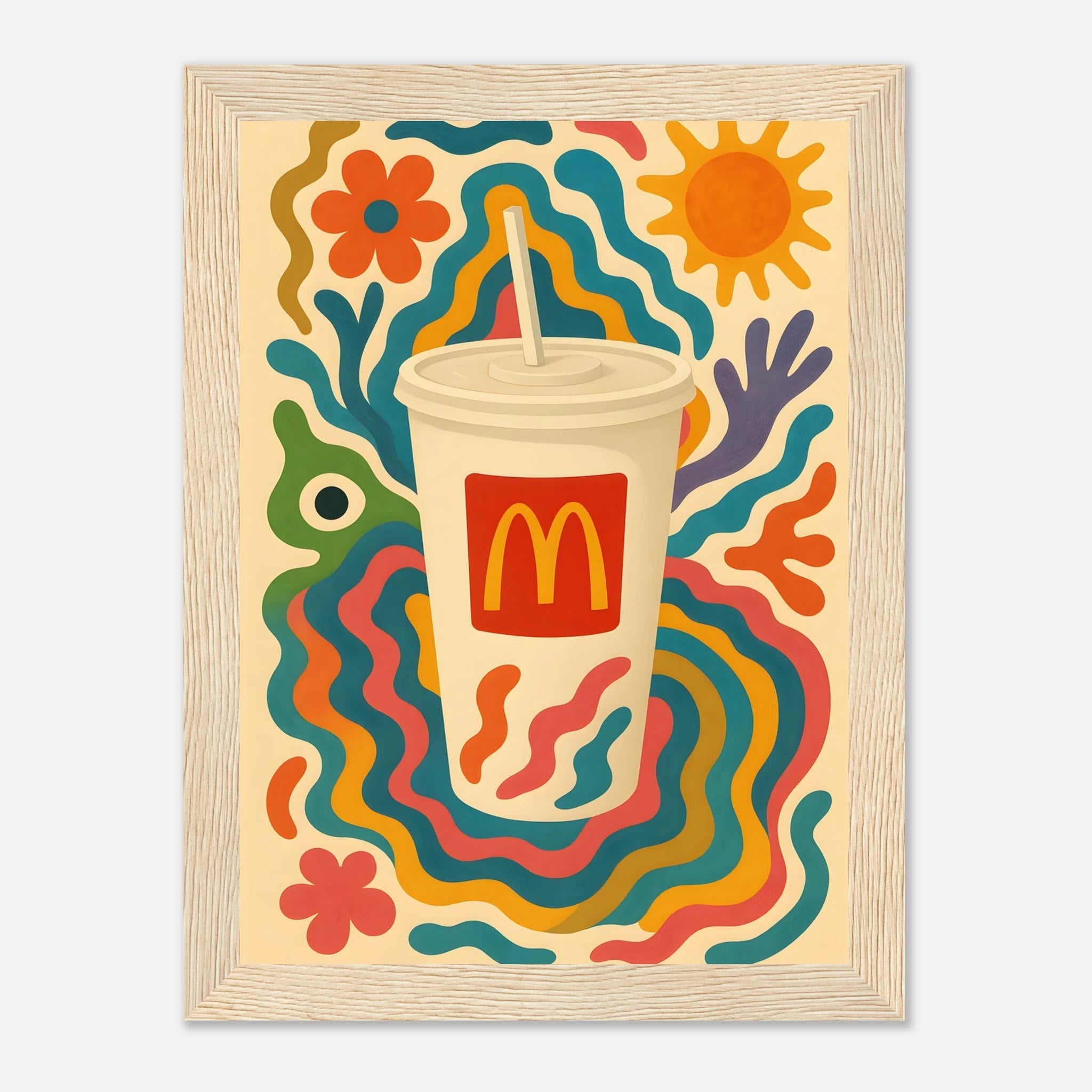 McDonald's Coke Drink Illustration Poster - Premium Semi - Glossy Poster - Mounted Framed Poster - The House Of BLOC