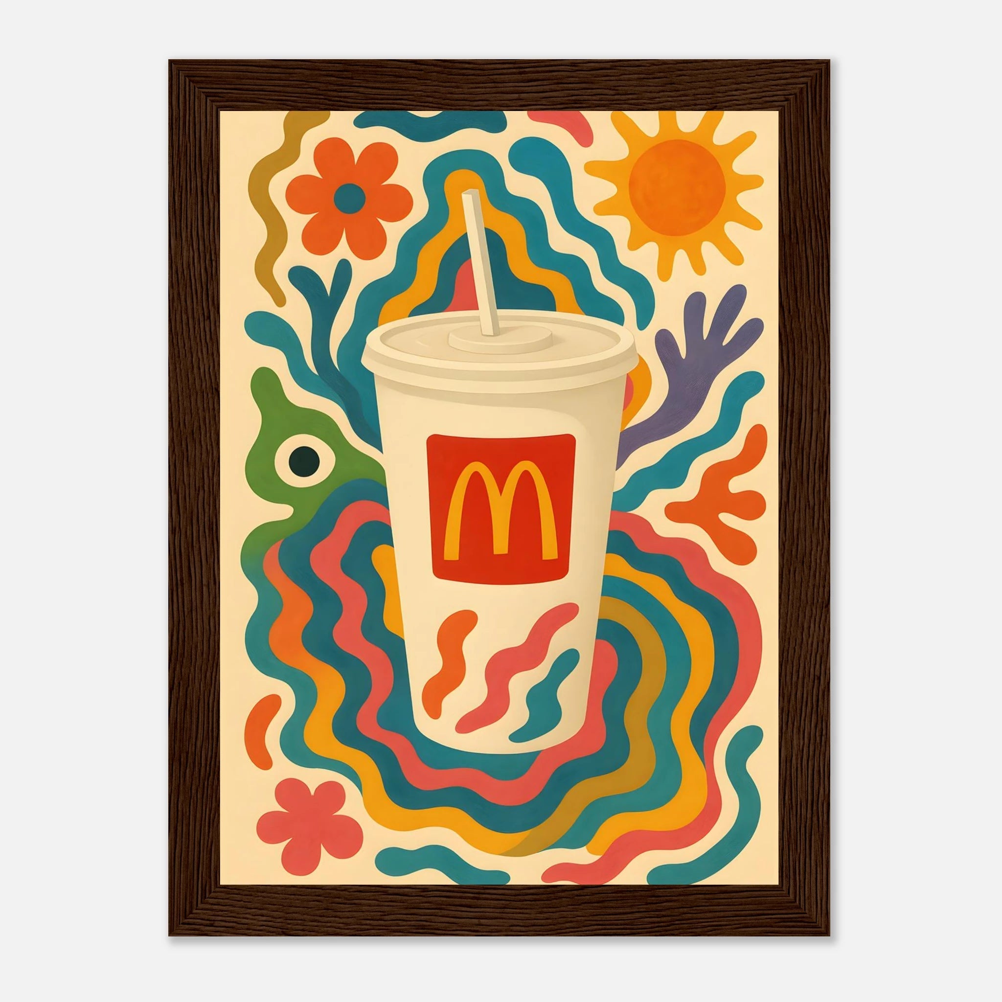 McDonald's Coke Drink Illustration Poster - Premium Semi - Glossy Poster - Mounted Framed Poster - The House Of BLOC