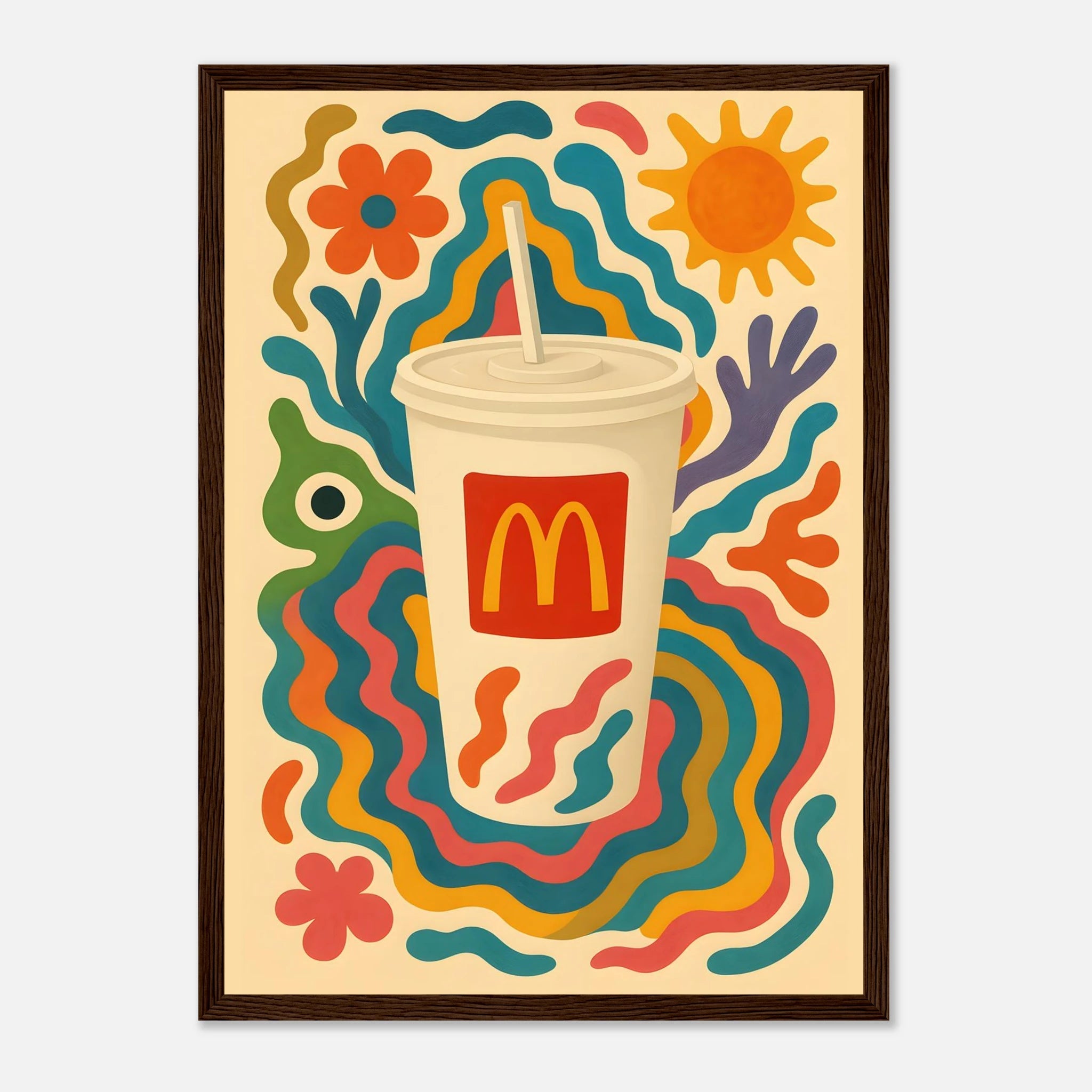McDonald's Coke Drink Illustration Poster - Premium Semi - Glossy Poster - Mounted Framed Poster - The House Of BLOC