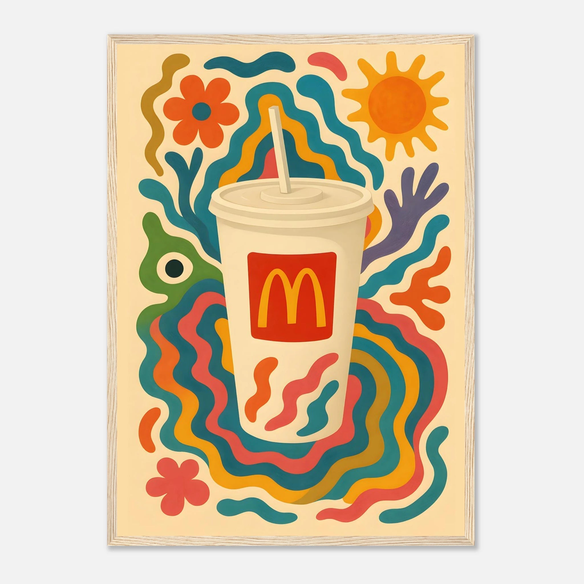 McDonald's Coke Drink Illustration Poster - Premium Semi - Glossy Poster - Mounted Framed Poster - The House Of BLOC