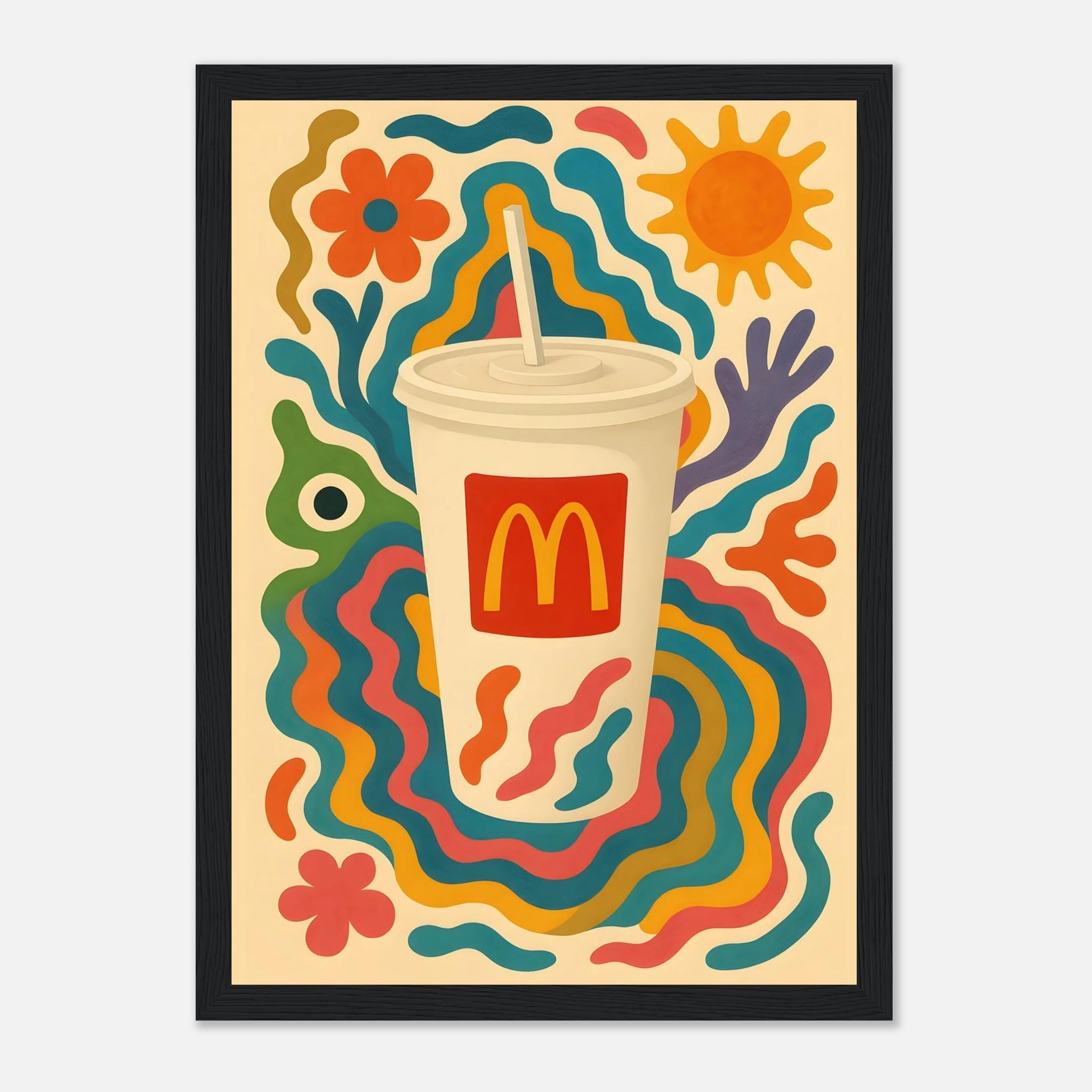 McDonald's Coke Drink Illustration Poster - Premium Semi - Glossy Poster - Mounted Framed Poster - The House Of BLOC