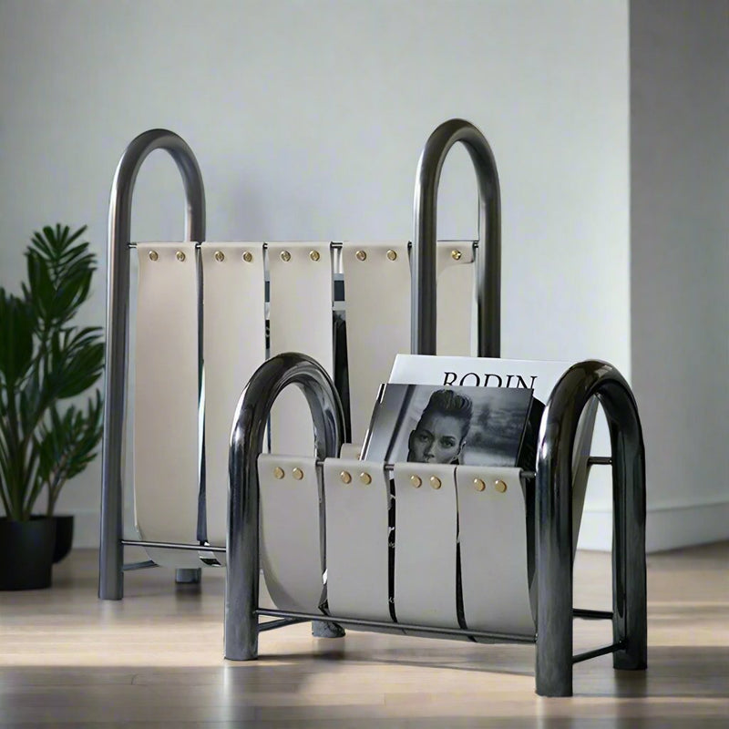 Metal And Leather Magazine Rack - The House Of BLOC