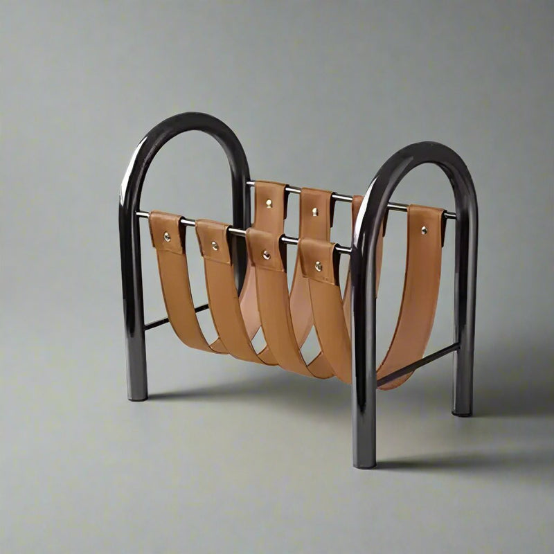 Metal And Leather Magazine Rack - The House Of BLOC