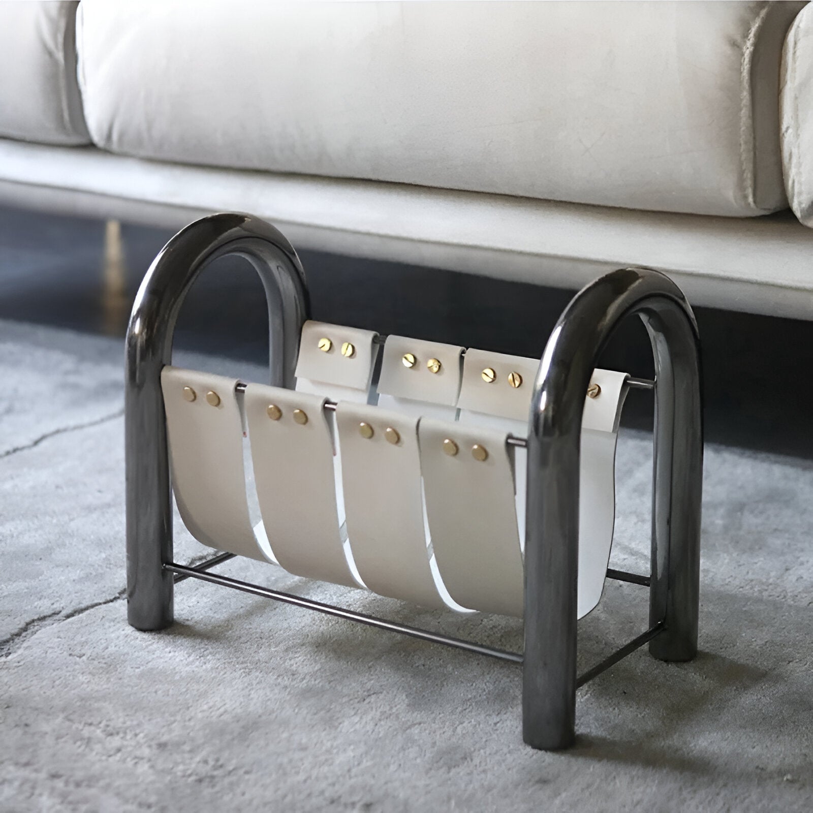 Metal And Leather Magazine Rack - The House Of BLOC