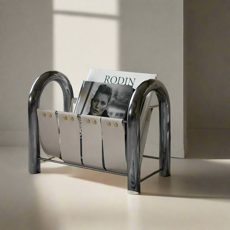 Metal And Leather Magazine Rack - The House Of BLOC