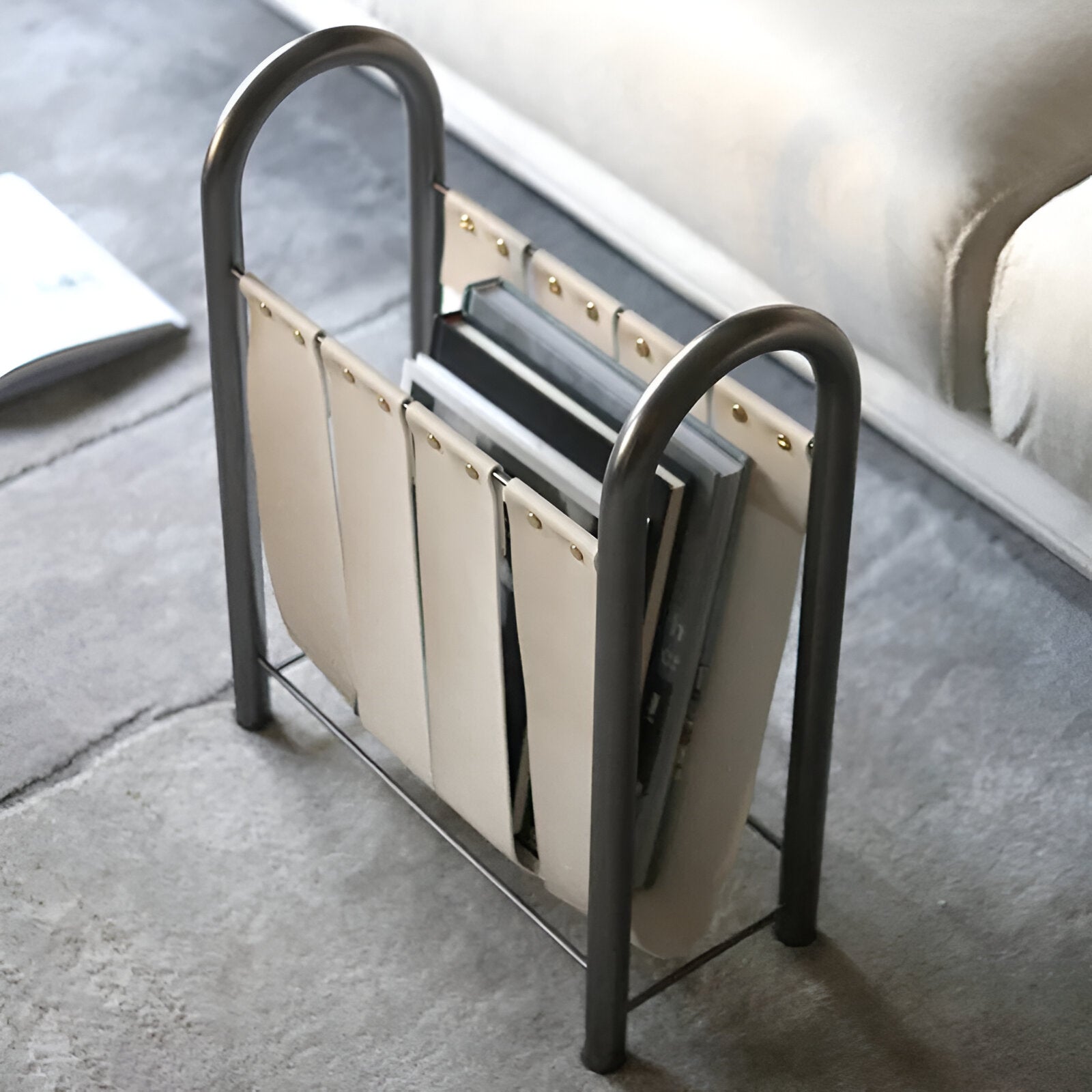 Metal And Leather Magazine Rack - The House Of BLOC