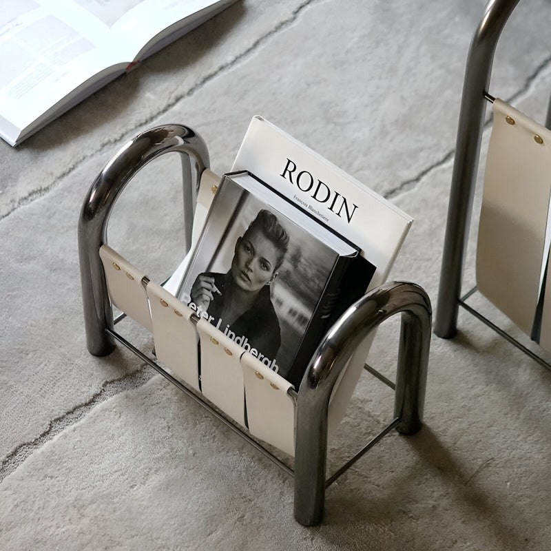 Metal And Leather Magazine Rack - The House Of BLOC