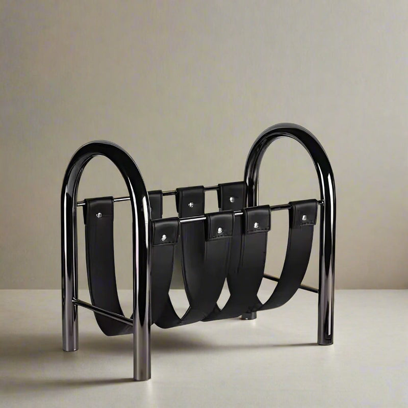 Metal And Leather Magazine Rack - The House Of BLOC