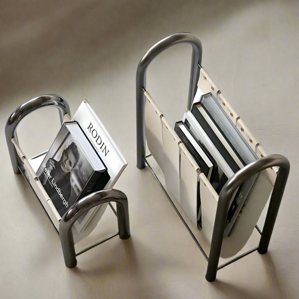 Metal And Leather Magazine Rack - The House Of BLOC