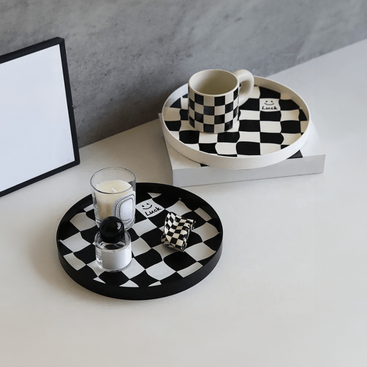 Monochrome Chequerboard Storage Tray - The House Of BLOC