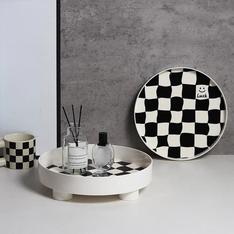 Monochrome Chequerboard Storage Tray - The House Of BLOC