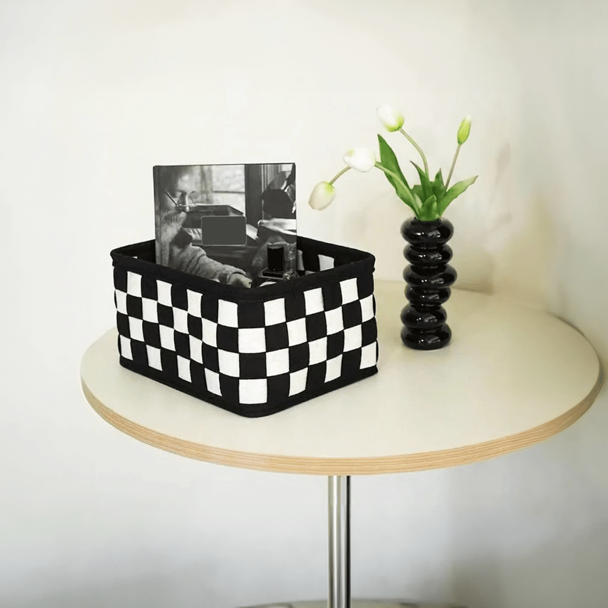 Monochrome Geometric Storage Basket - The House Of BLOC