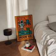 Moon Landing Poster - Keith Haring Inspired - Premium Semi - Glossy Poster - The House Of BLOC