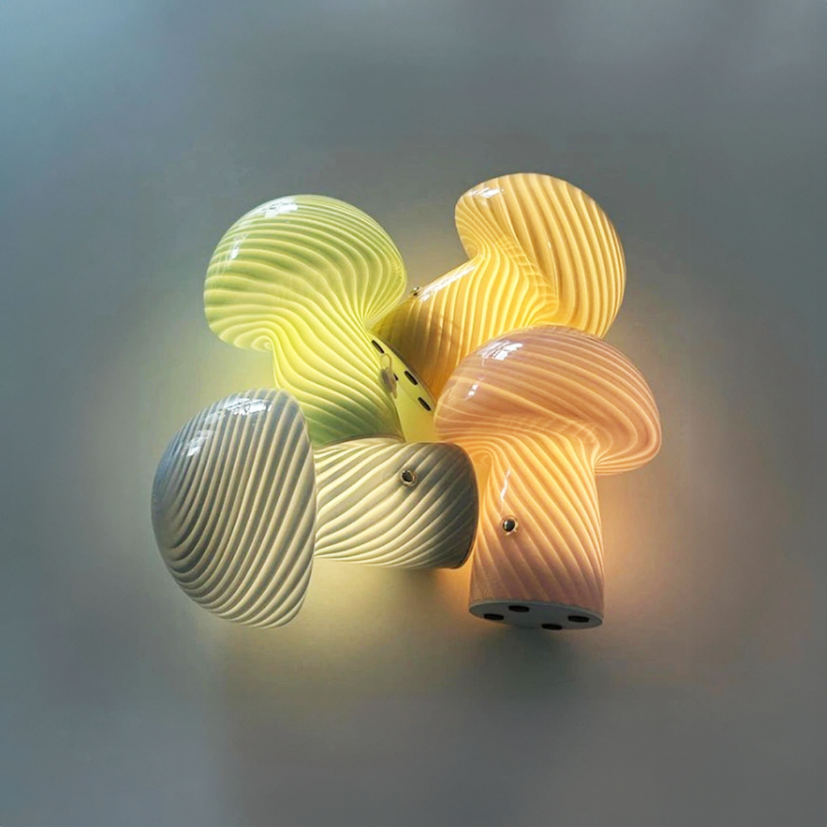 Pastel Coloured Glass Mushroom Table Lamp