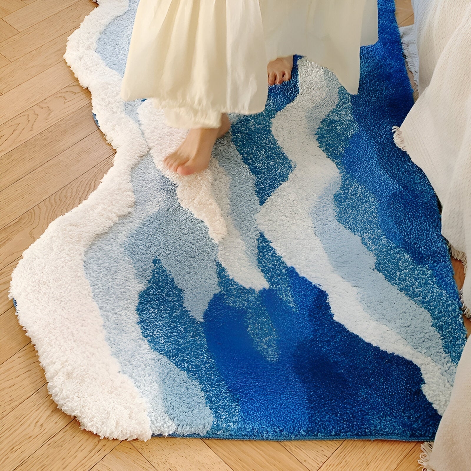 Ocean Wave Design Tufted Bedroom Rug - The House Of BLOC