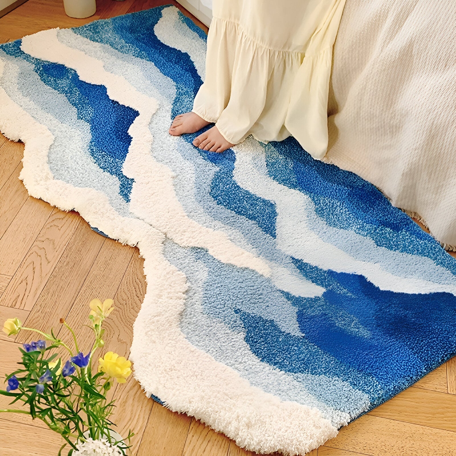 Ocean Wave Design Tufted Bedroom Rug - The House Of BLOC