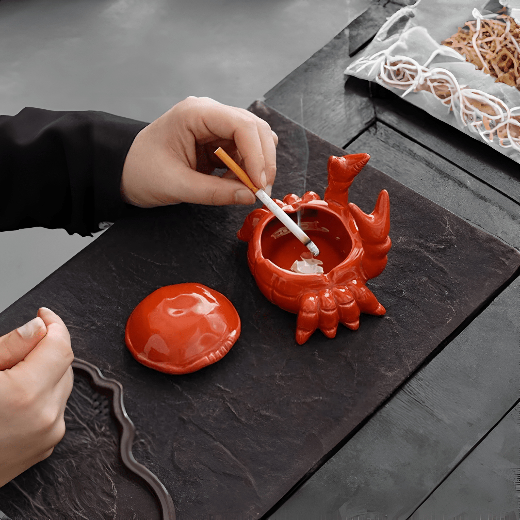 Orange Chinese Oriental Style Crab Smoking Ashtray - The House Of BLOC