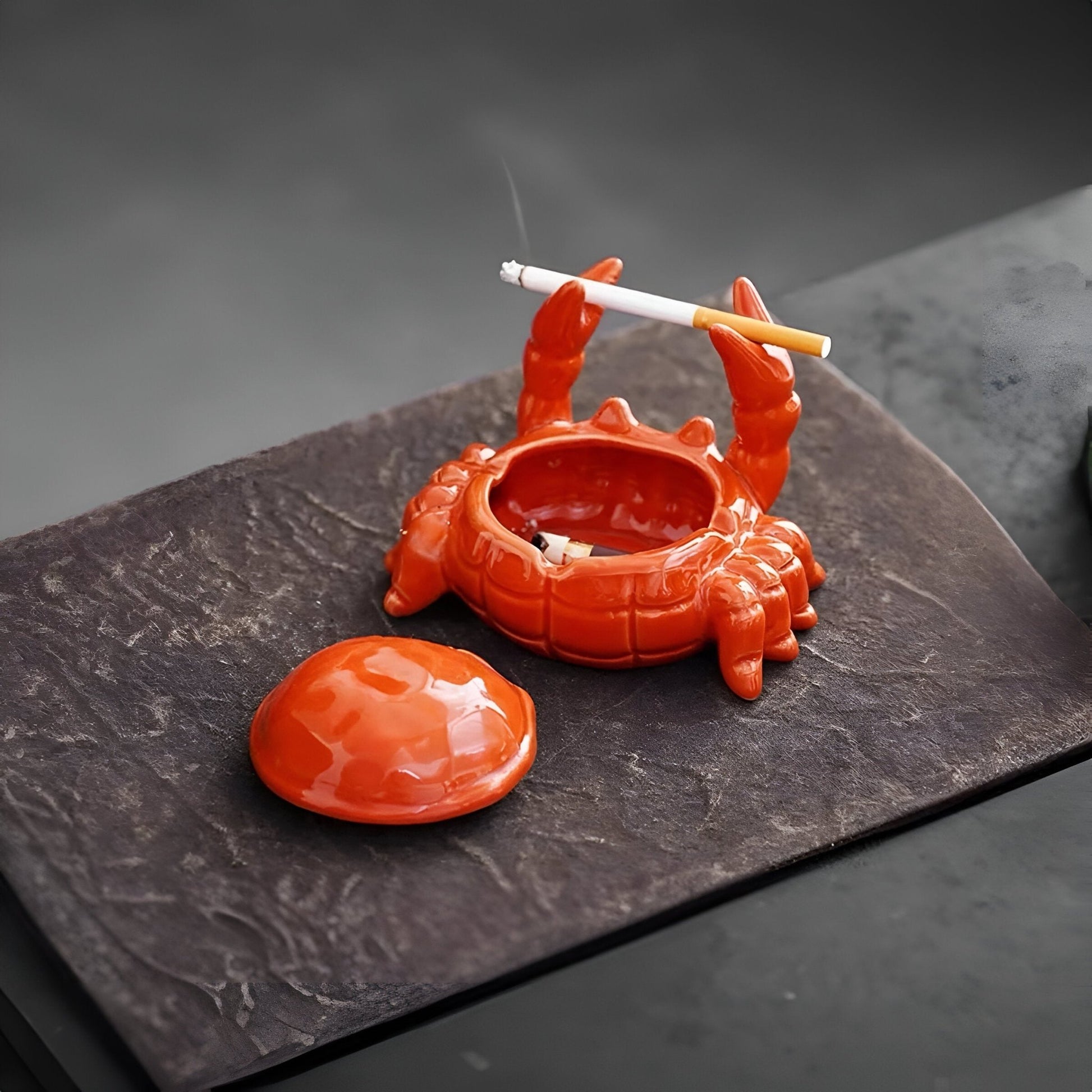 Orange Chinese Oriental Style Crab Smoking Ashtray - The House Of BLOC