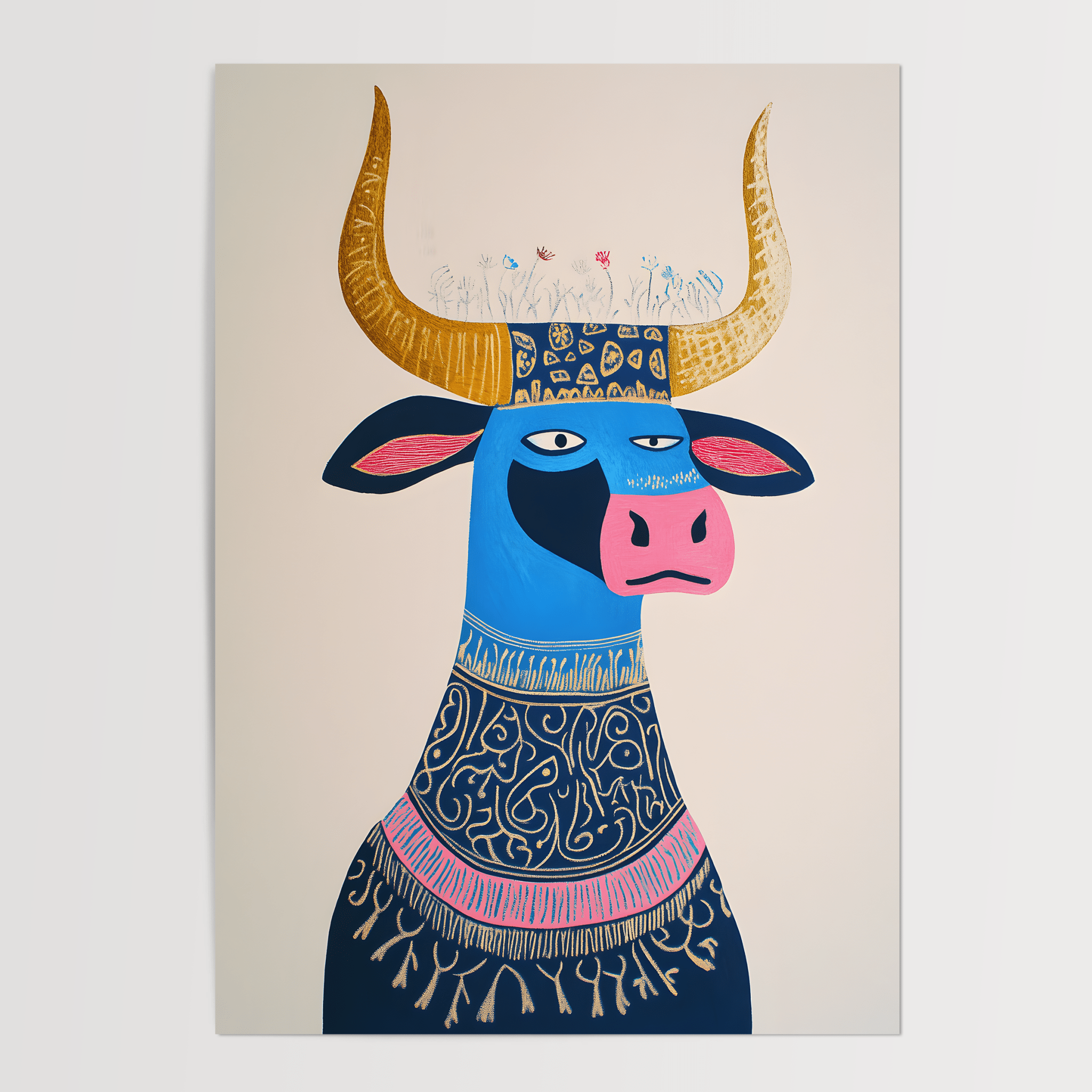 Ornamental Bull - Premium Semi - Glossy Poster - The House Of BLOC