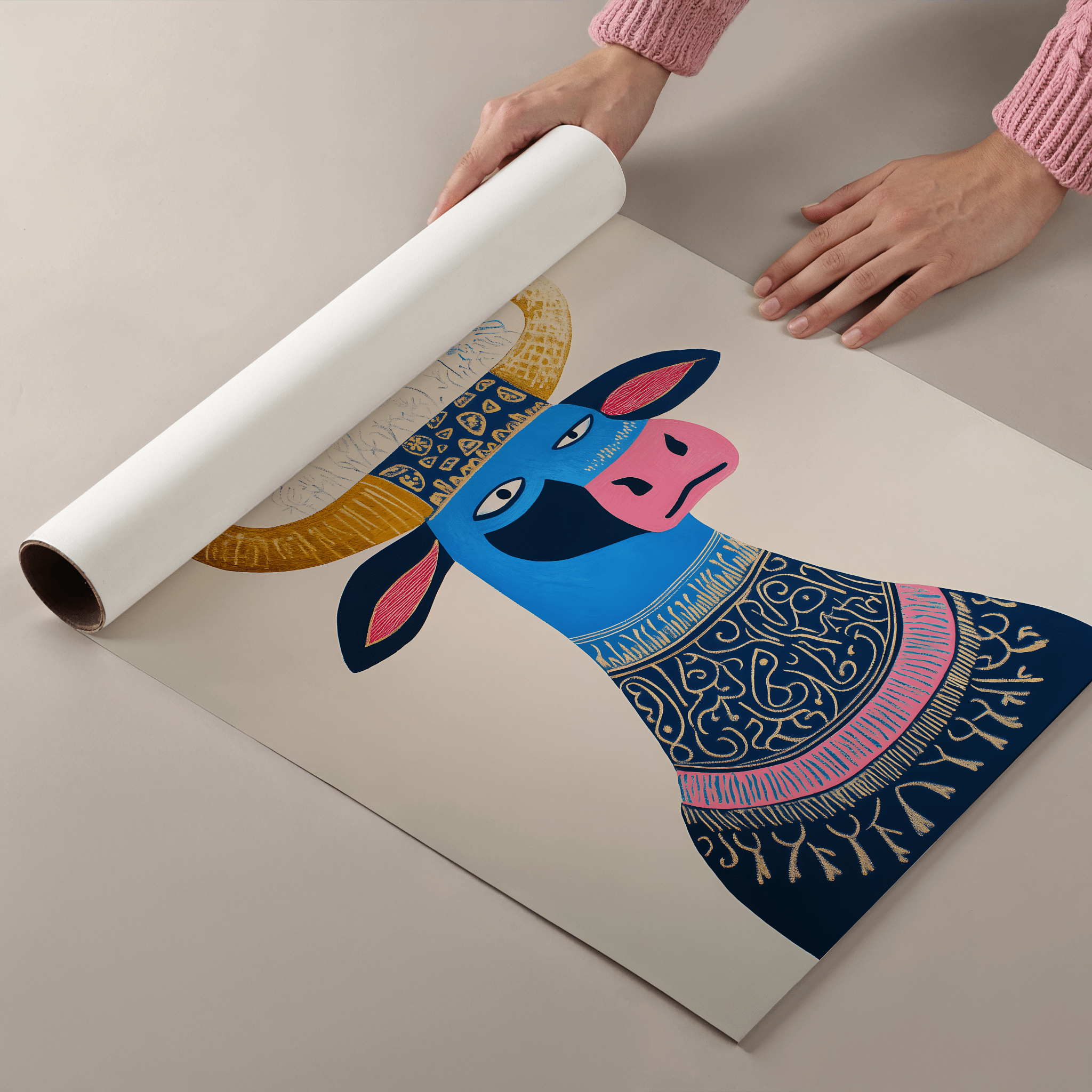 Ornamental Bull - Premium Semi - Glossy Poster - The House Of BLOC