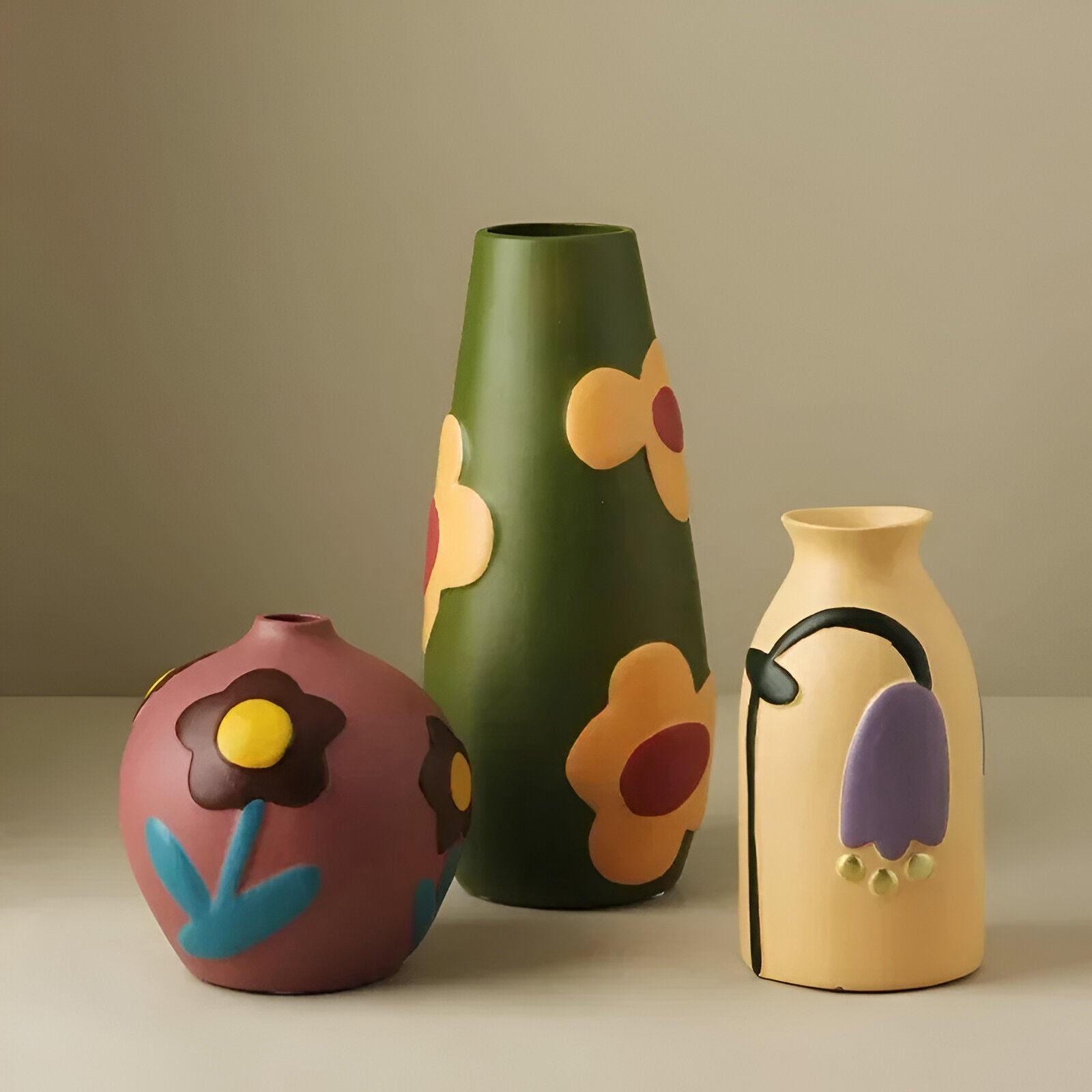 Painted Floral Ceramic Vase - The House Of BLOC