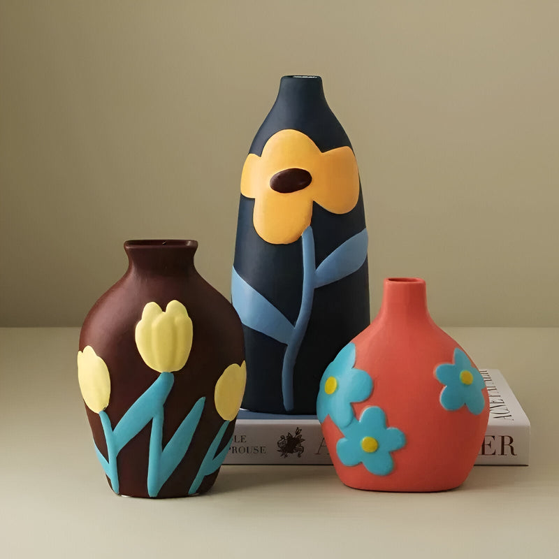 Painted Floral Ceramic Vase - The House Of BLOC