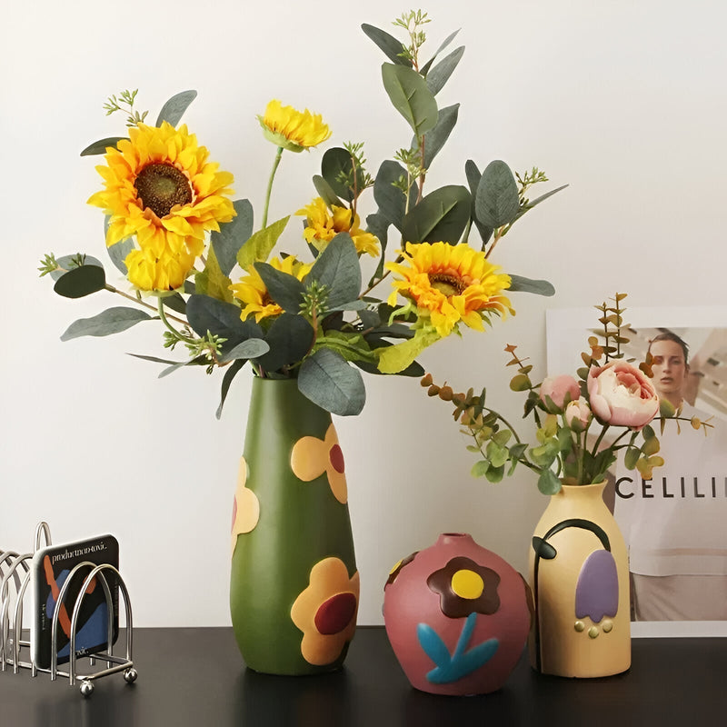 Painted Floral Ceramic Vase - The House Of BLOC