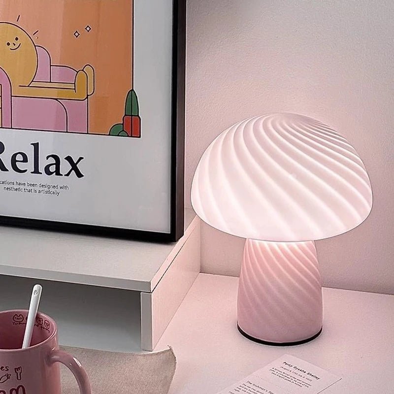 Pastel Coloured Glass Mushroom Table Lamp - The House Of BLOC