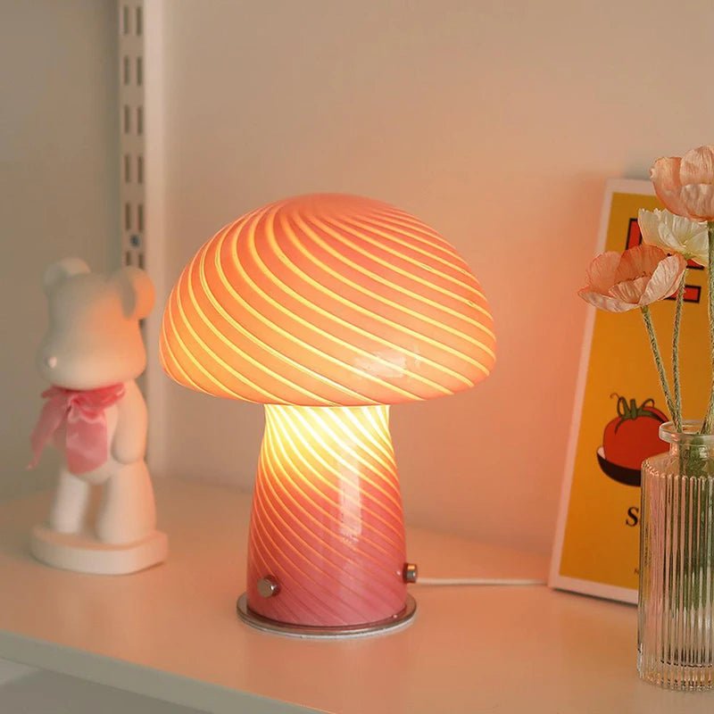 Pastel Coloured Glass Mushroom Table Lamp - The House Of BLOC