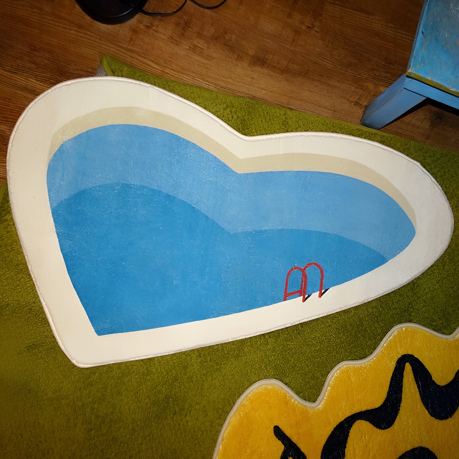 Peach Heart Swimming Pool Plush Rug