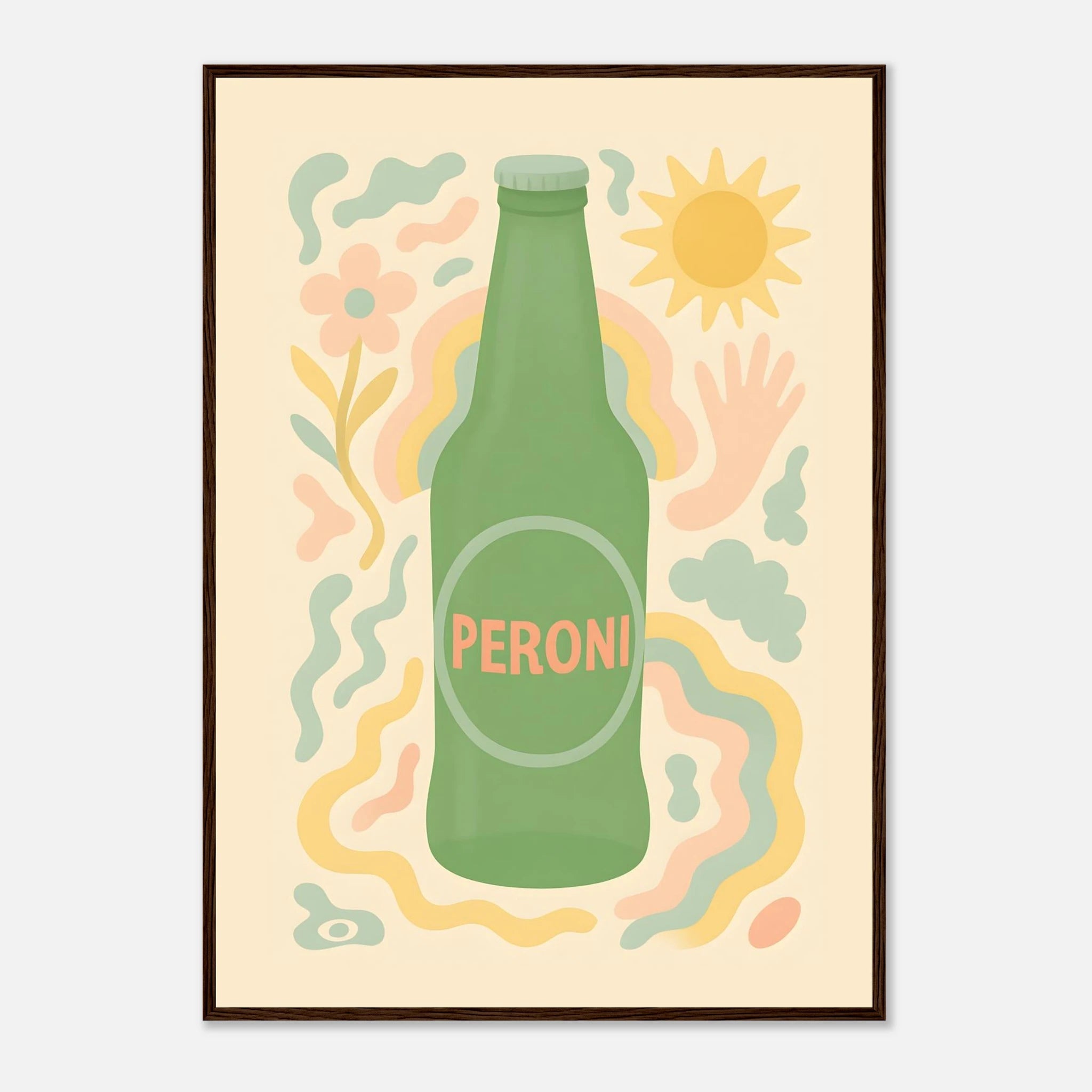 Peroni Drink Illustration Poster - Premium Semi - Glossy Poster - Mounted Framed Poster - The House Of BLOC