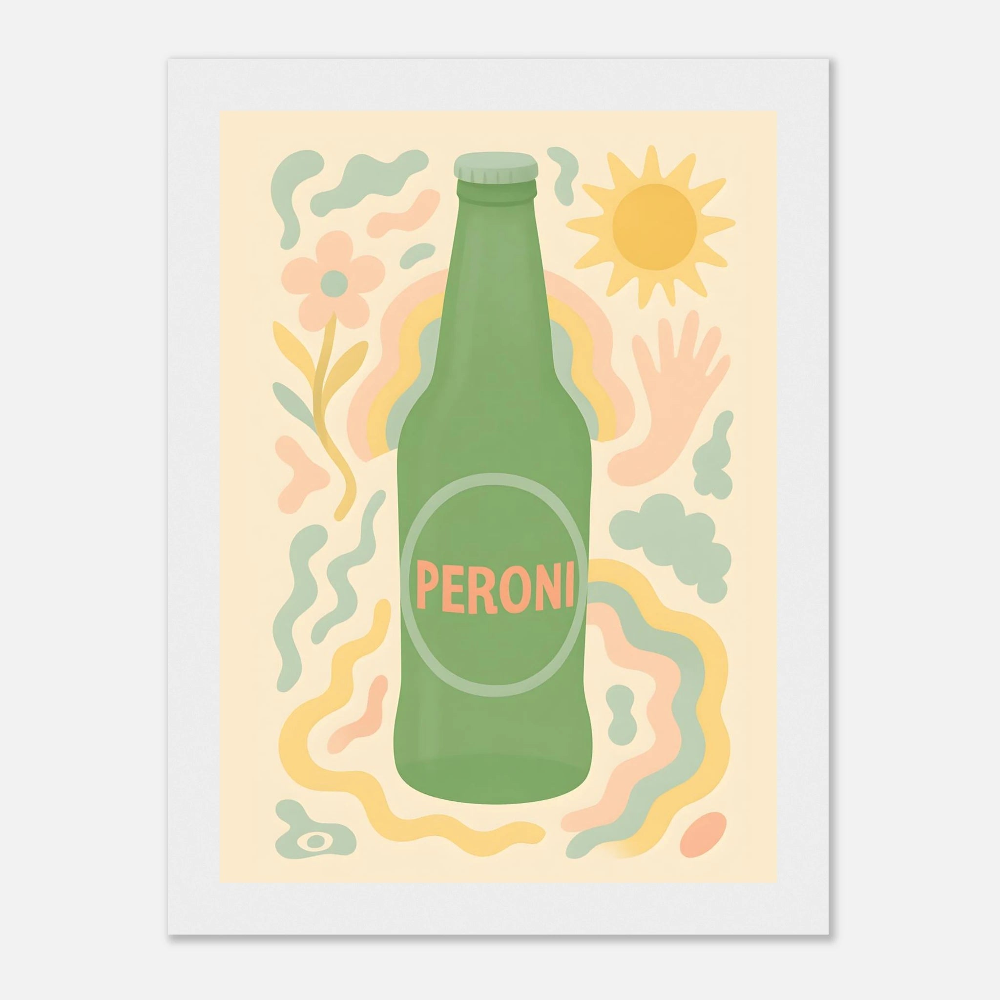 Peroni Drink Illustration Poster - Premium Semi - Glossy Poster - Mounted Framed Poster - The House Of BLOC