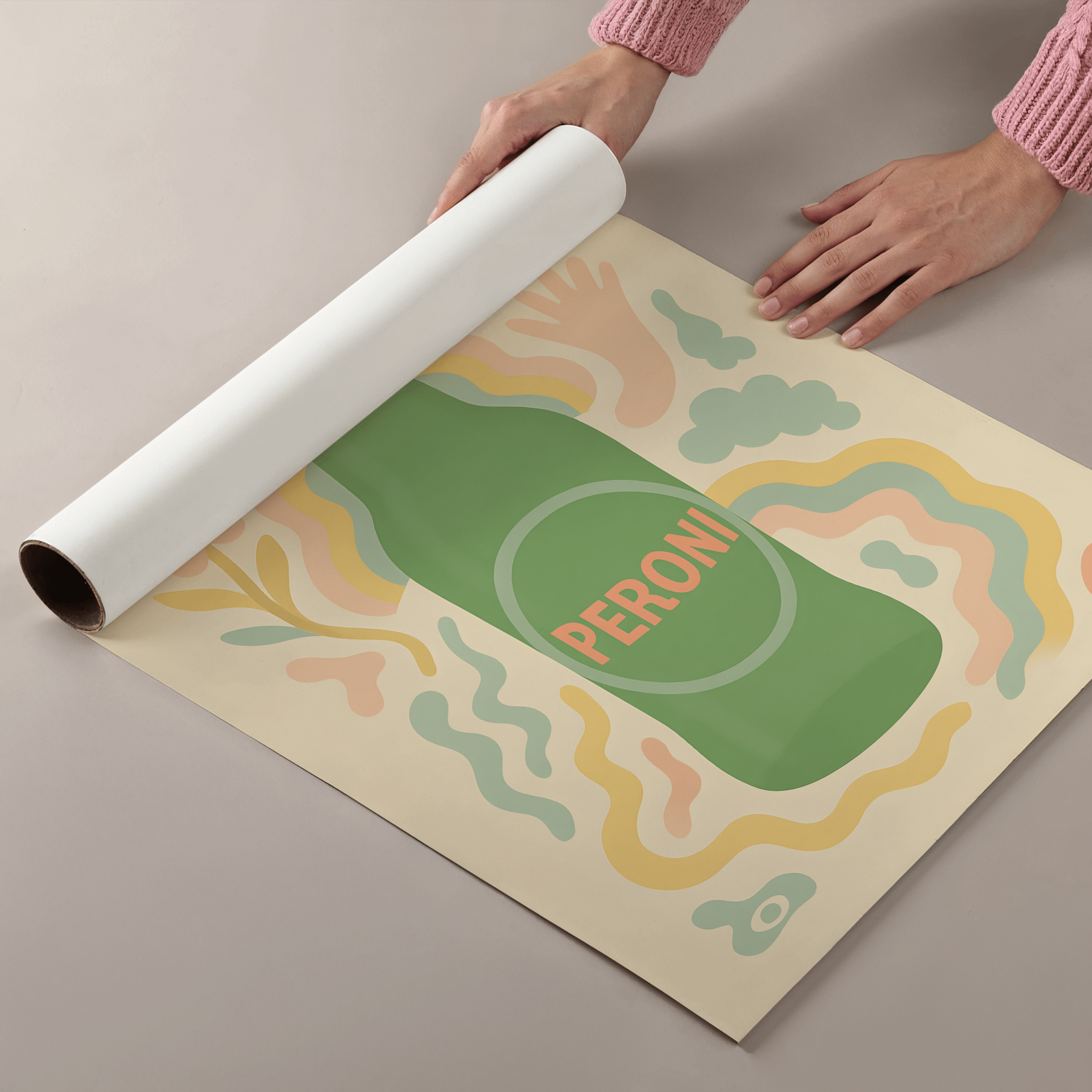Peroni Drink Illustration Poster - Premium Semi - Glossy Poster - Mounted Framed Poster - The House Of BLOC