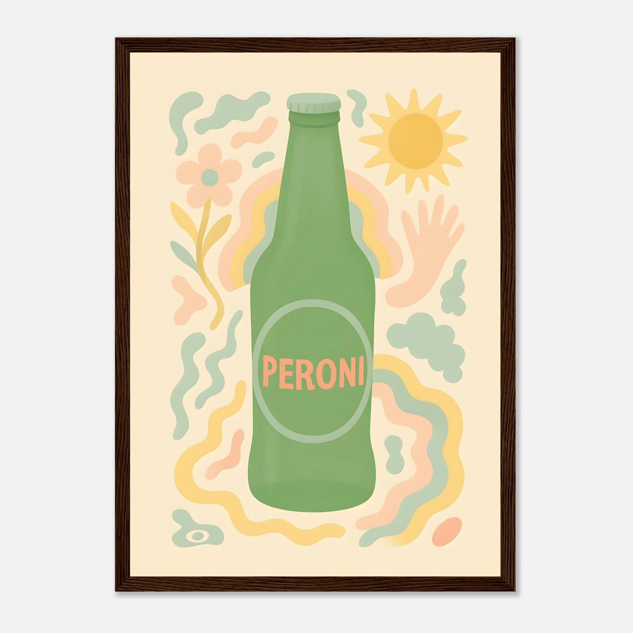 Peroni Drink Illustration Poster - Premium Semi - Glossy Poster - Mounted Framed Poster - The House Of BLOC