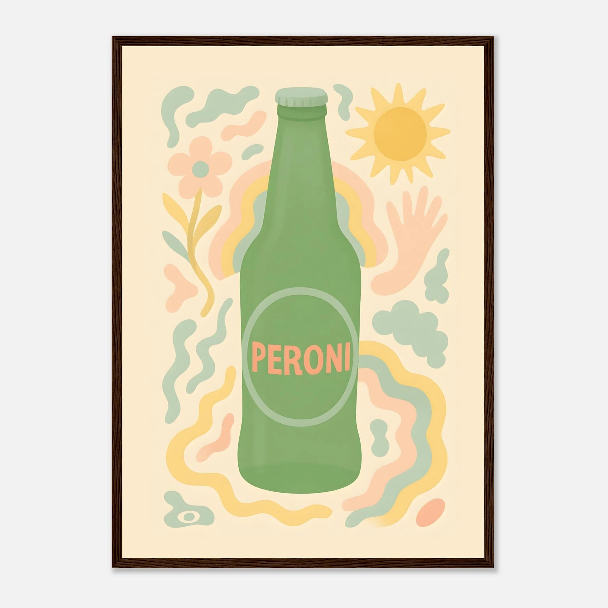 Peroni Drink Illustration Poster - Premium Semi - Glossy Poster - Mounted Framed Poster - The House Of BLOC