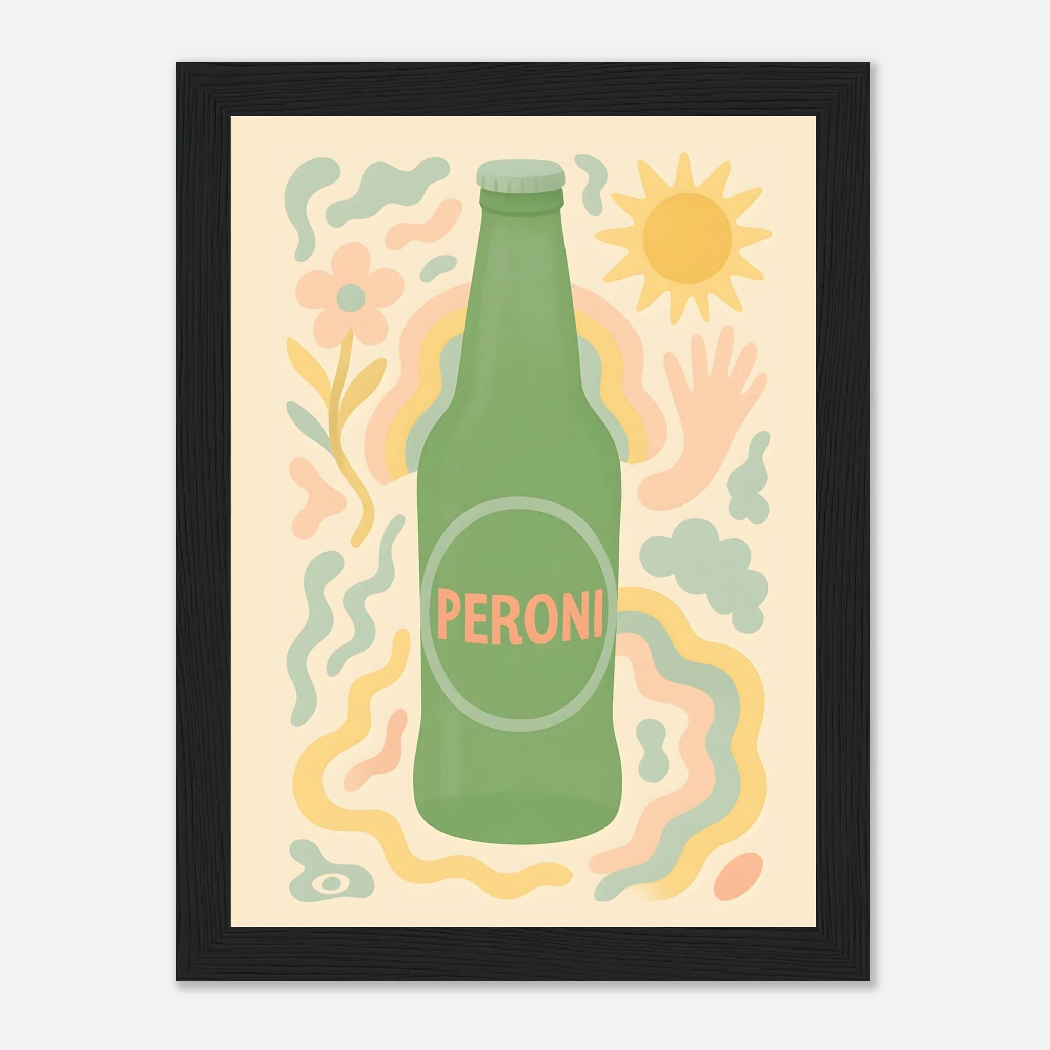 Peroni Drink Illustration Poster - Premium Semi - Glossy Poster - Mounted Framed Poster - The House Of BLOC
